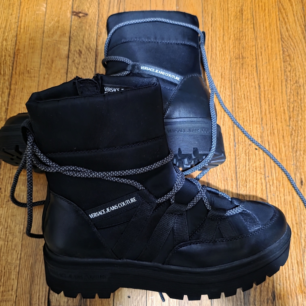 Versace Jeans Collection Black Lace Up Boots